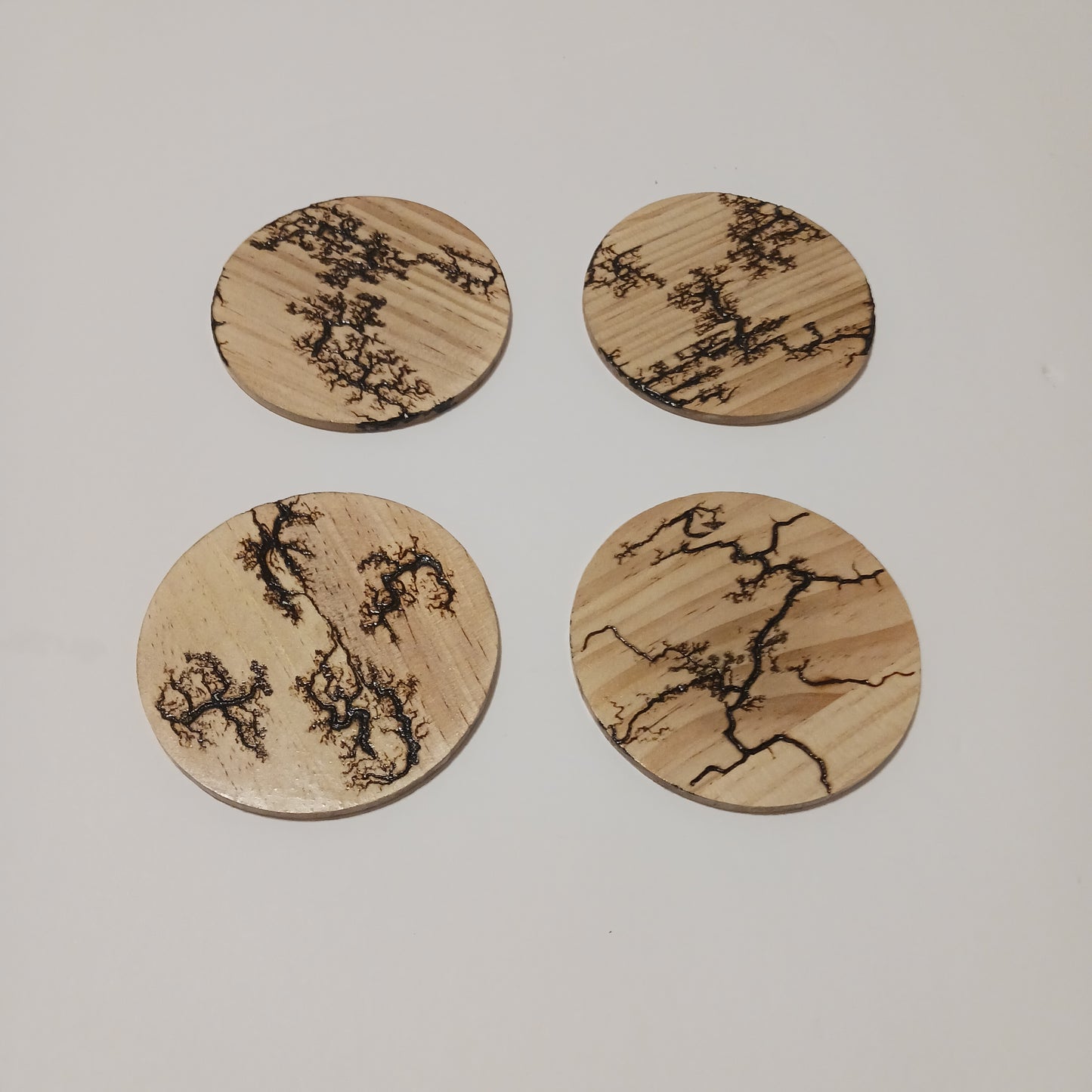 4" wood Fractal burnt Coasters
