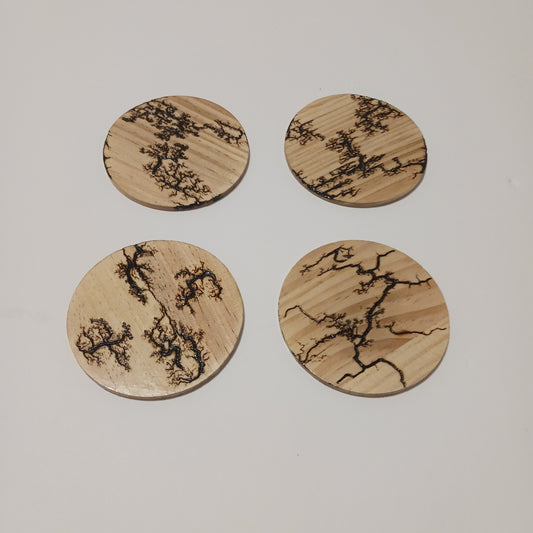 4" wood Fractal burnt Coasters